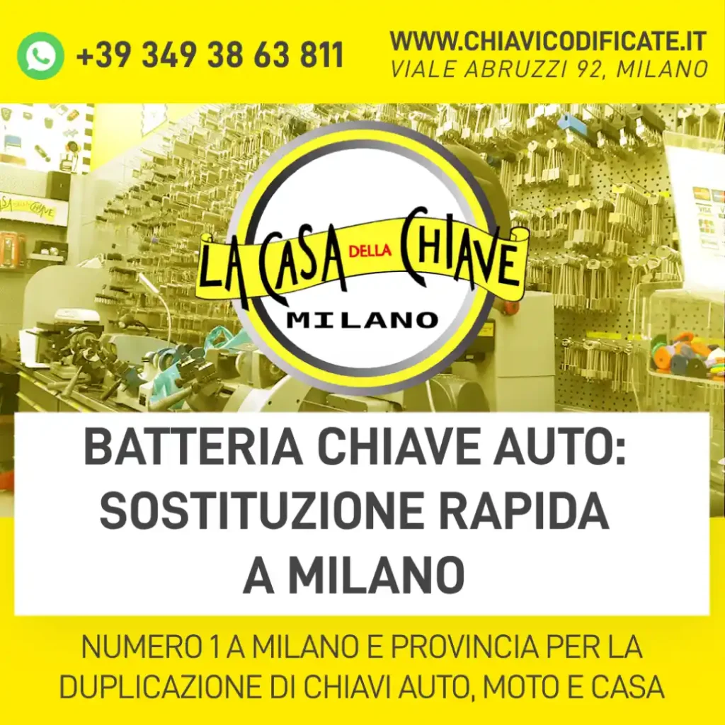 Batteria chiave auto: sostituzione rapida a Milano