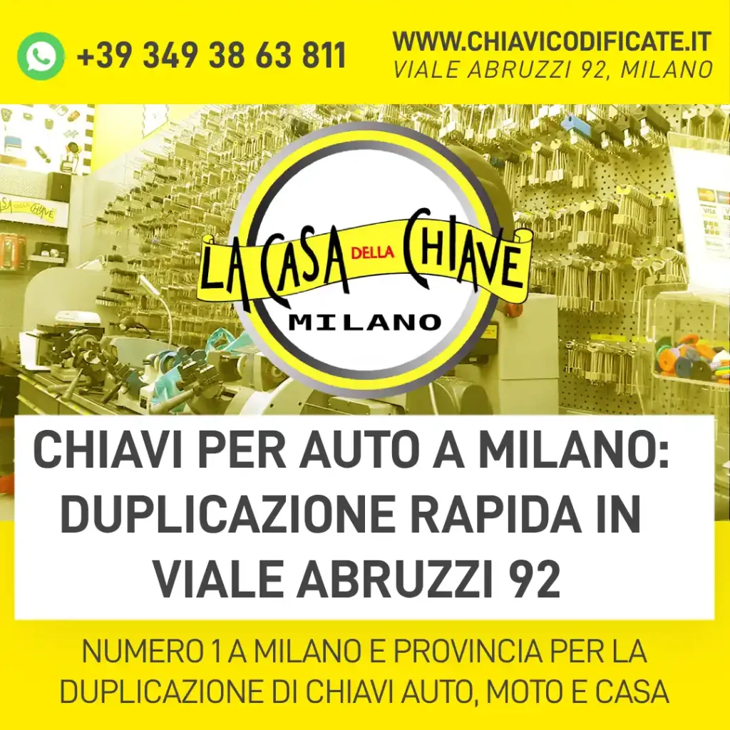 Chiavi per auto a Milano: duplicazione rapida in Viale Abruzzi 92
