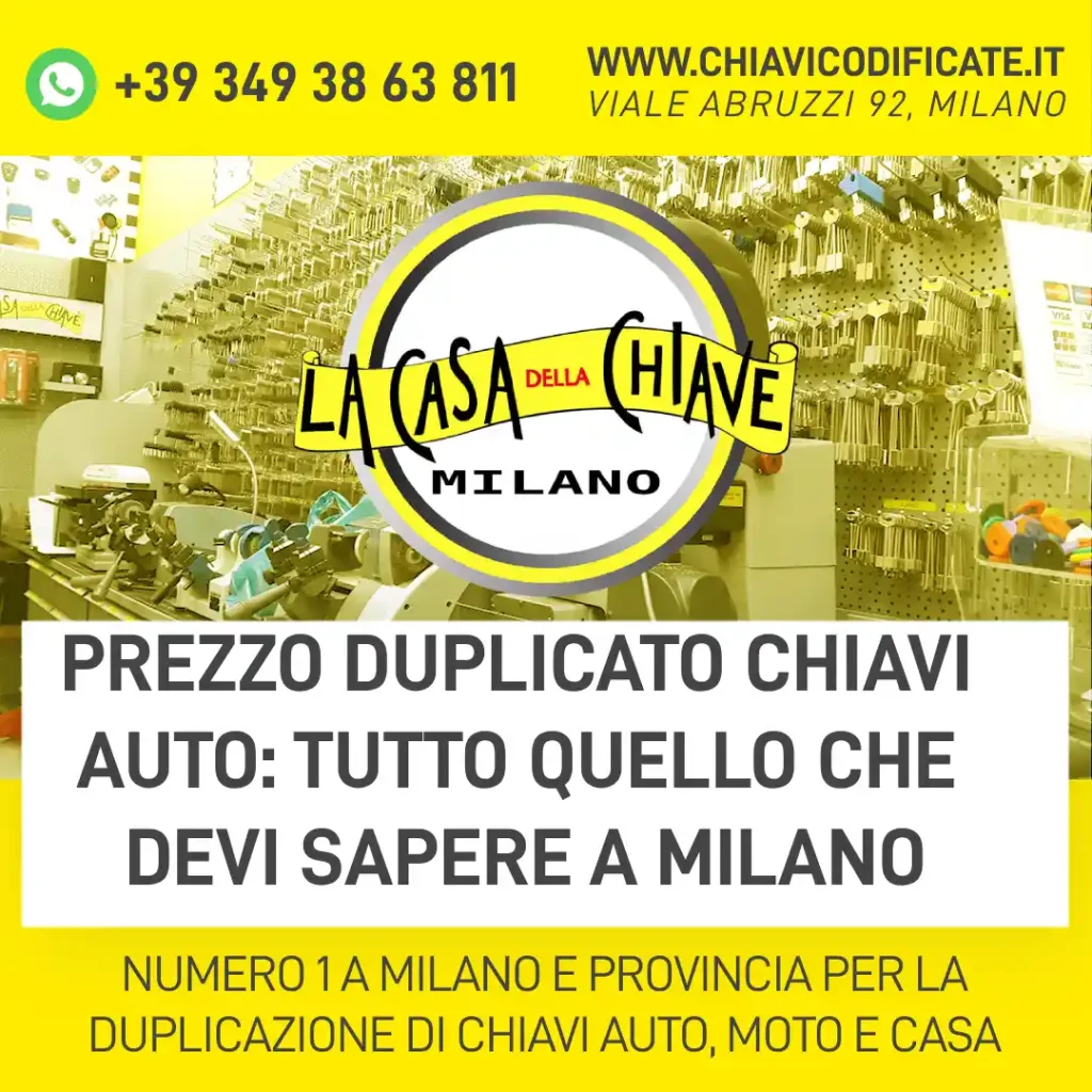 Prezzo duplicato chiavi auto: tutto quello che devi sapere a Milano