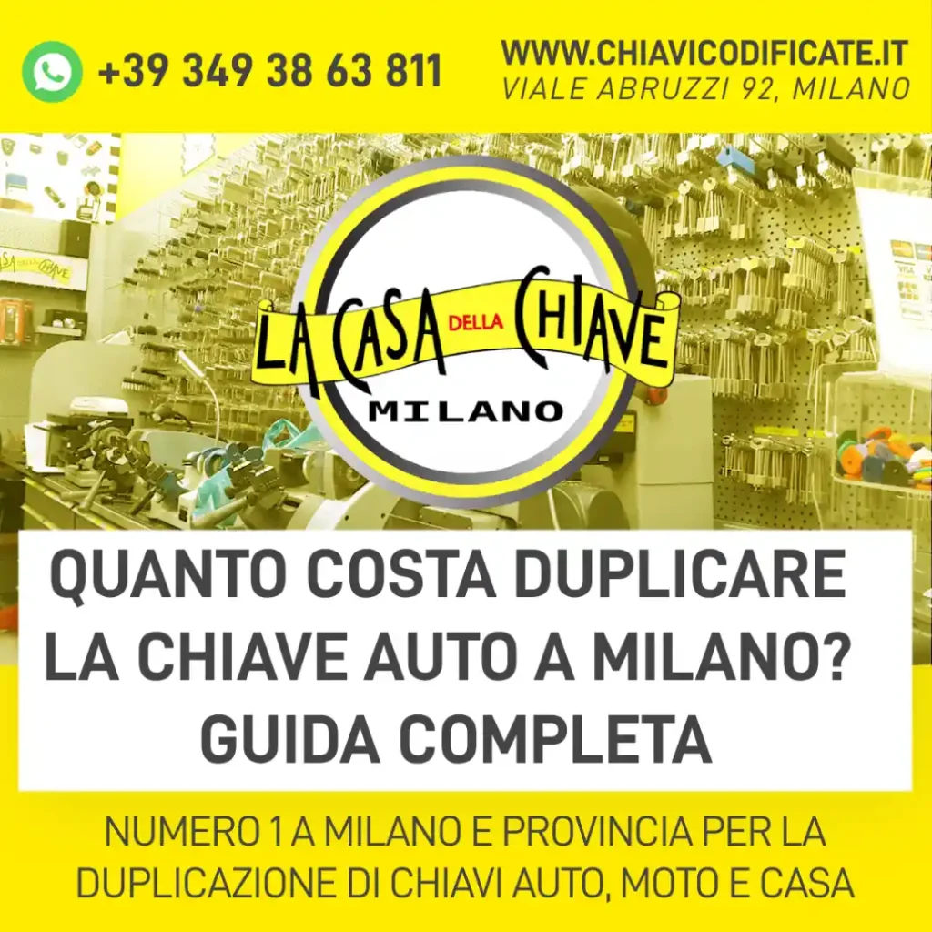 Quanto costa duplicare la chiave auto a Milano? Guida completa