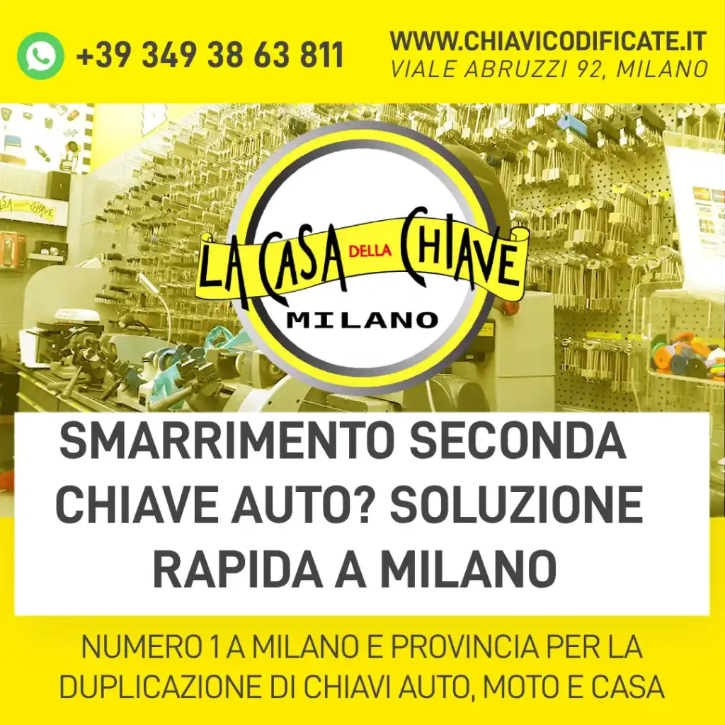 Smarrimento seconda chiave auto? Soluzione rapida a Milano