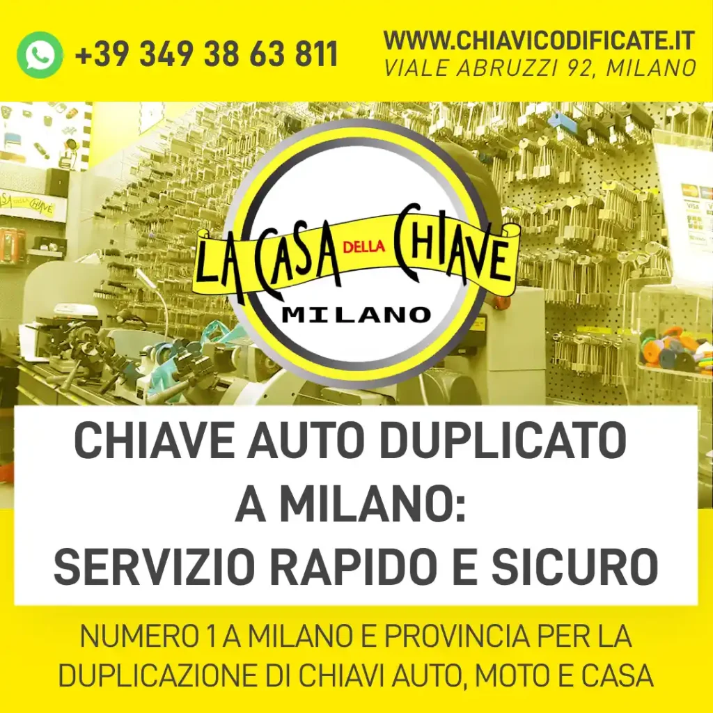 Chiave auto duplicato a Milano: servizio rapido e sicuro