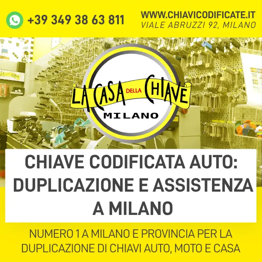 Chiave codificata auto: duplicazione e assistenza a Milano