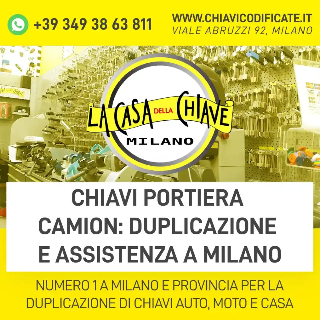 Chiavi portiera camion: duplicazione e assistenza a Milano