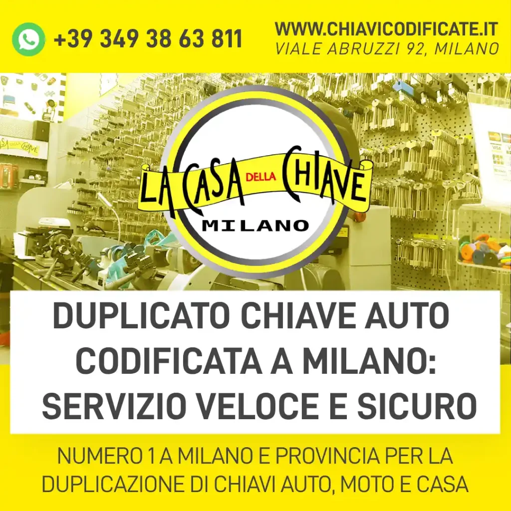 Duplicato chiave auto codificata a Milano: servizio veloce e sicuro