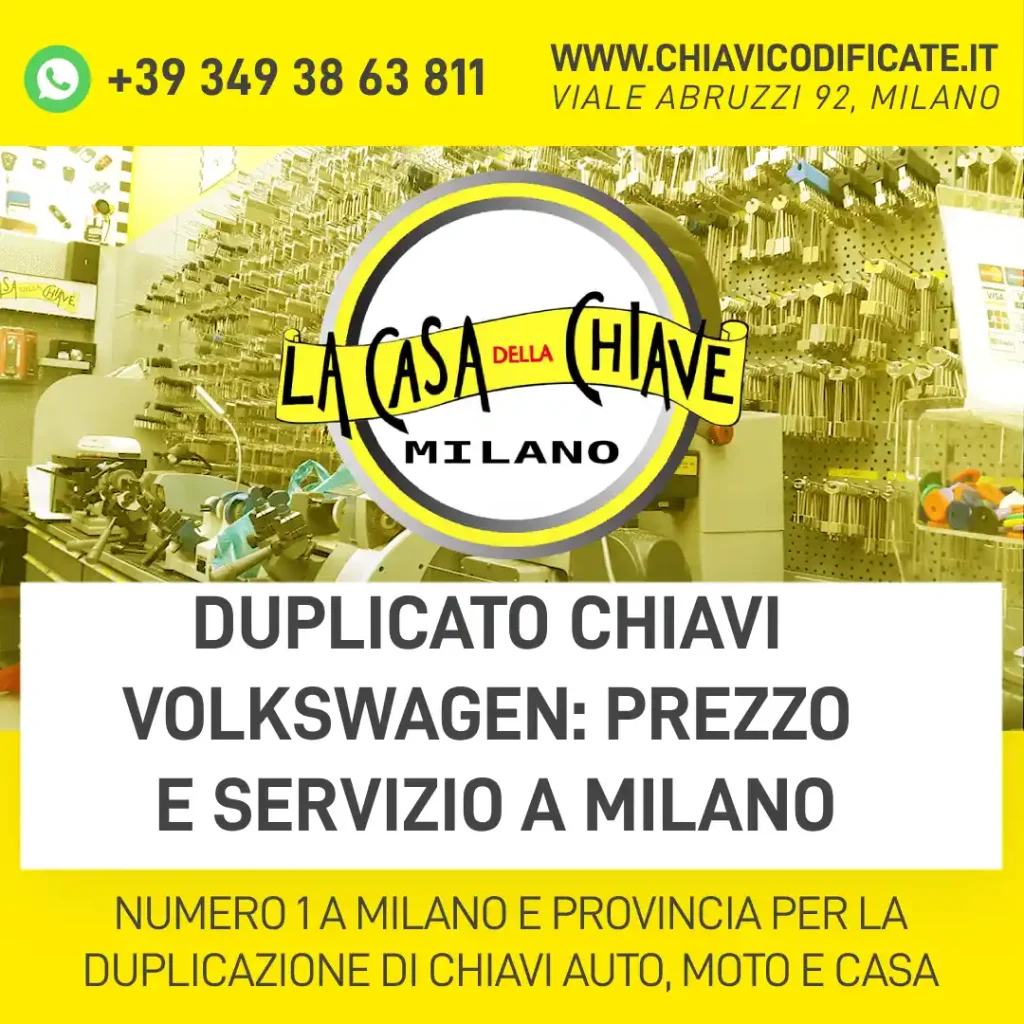 Duplicato chiavi Volkswagen: prezzo e servizio a Milano