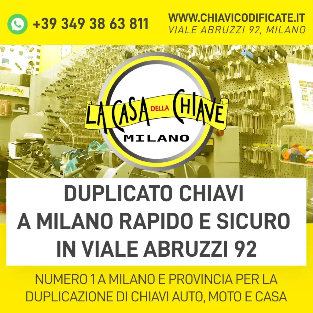 Duplicato chiavi a Milano rapido e sicuro in Viale Abruzzi 92