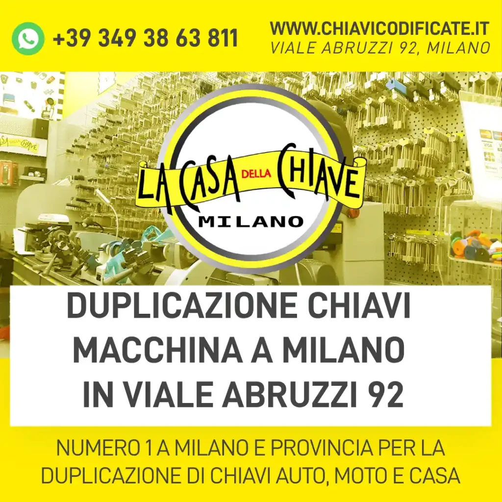 Duplicazione chiavi macchina a Milano in Viale Abruzzi 92