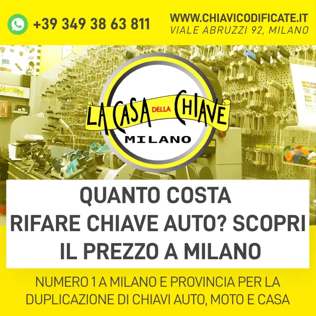 Quanto costa rifare chiave auto? Scopri il prezzo a Milano