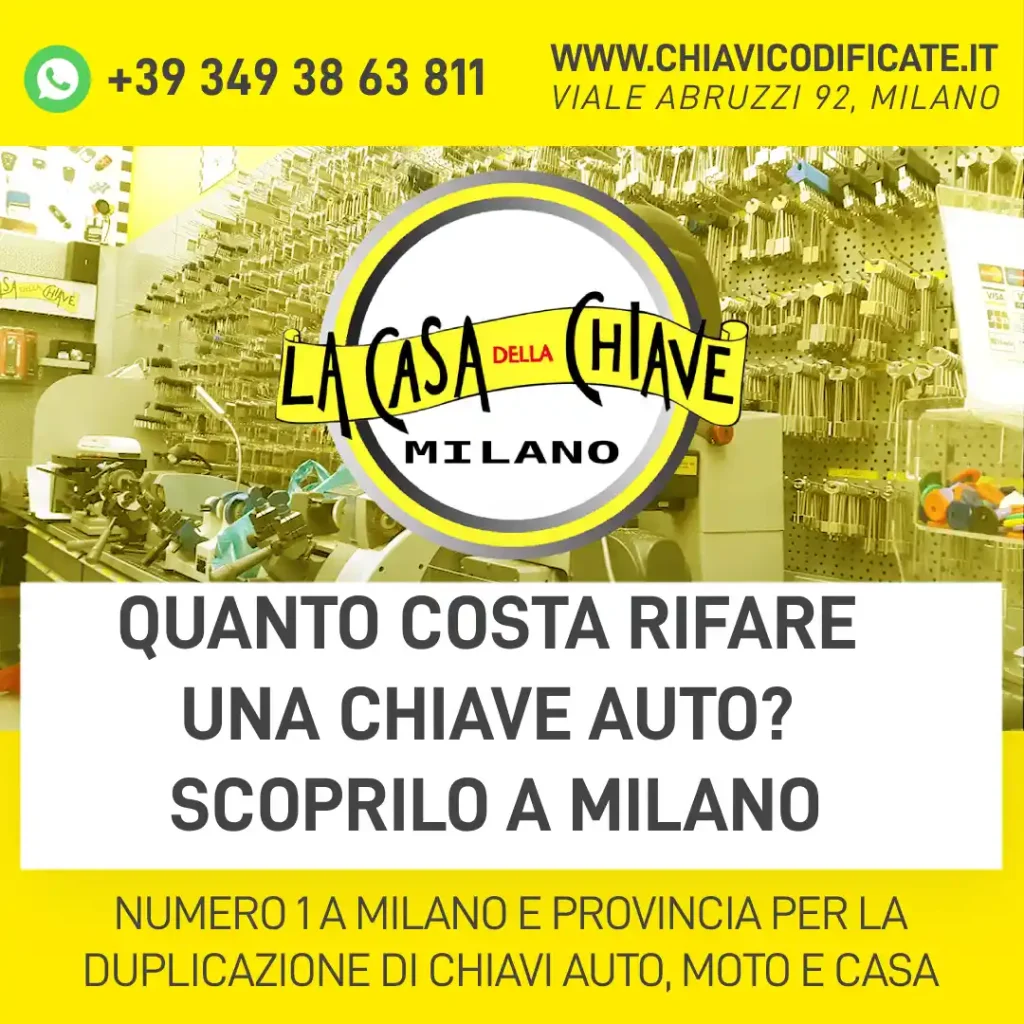 Quanto costa rifare una chiave auto? Scoprilo a Milano