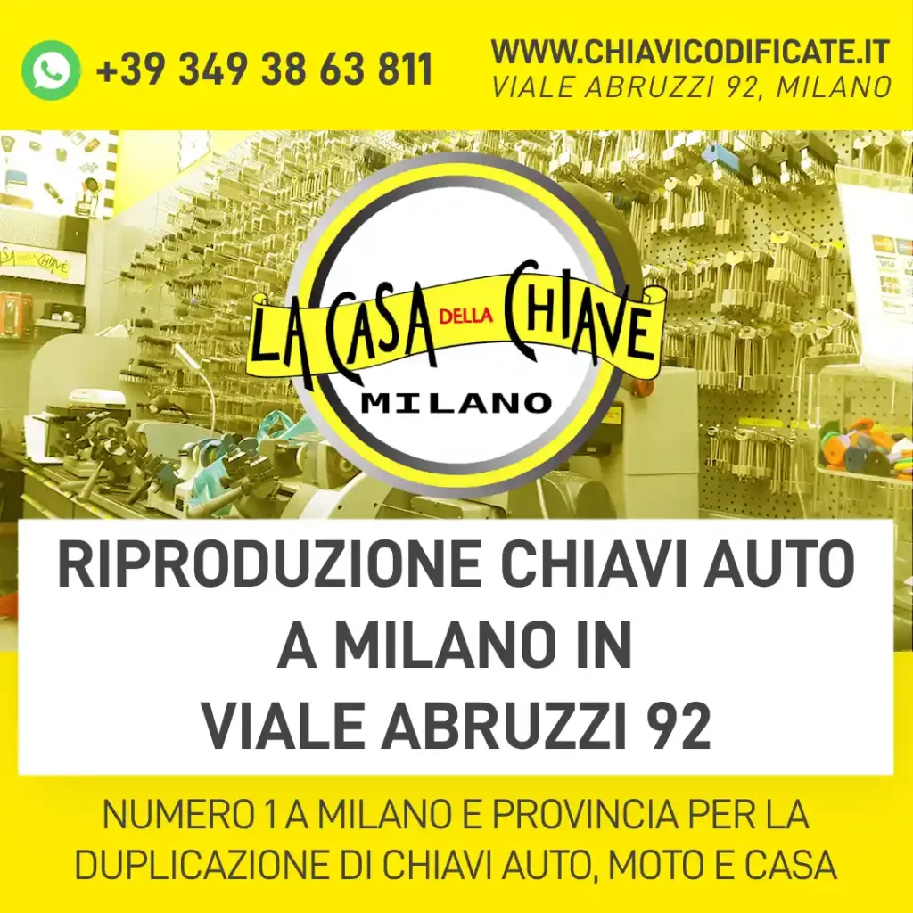 Riproduzione chiavi auto a Milano in Viale Abruzzi 92