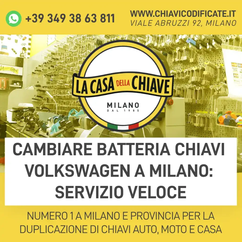 Cambiare batteria chiavi Volkswagen a Milano: servizio veloce