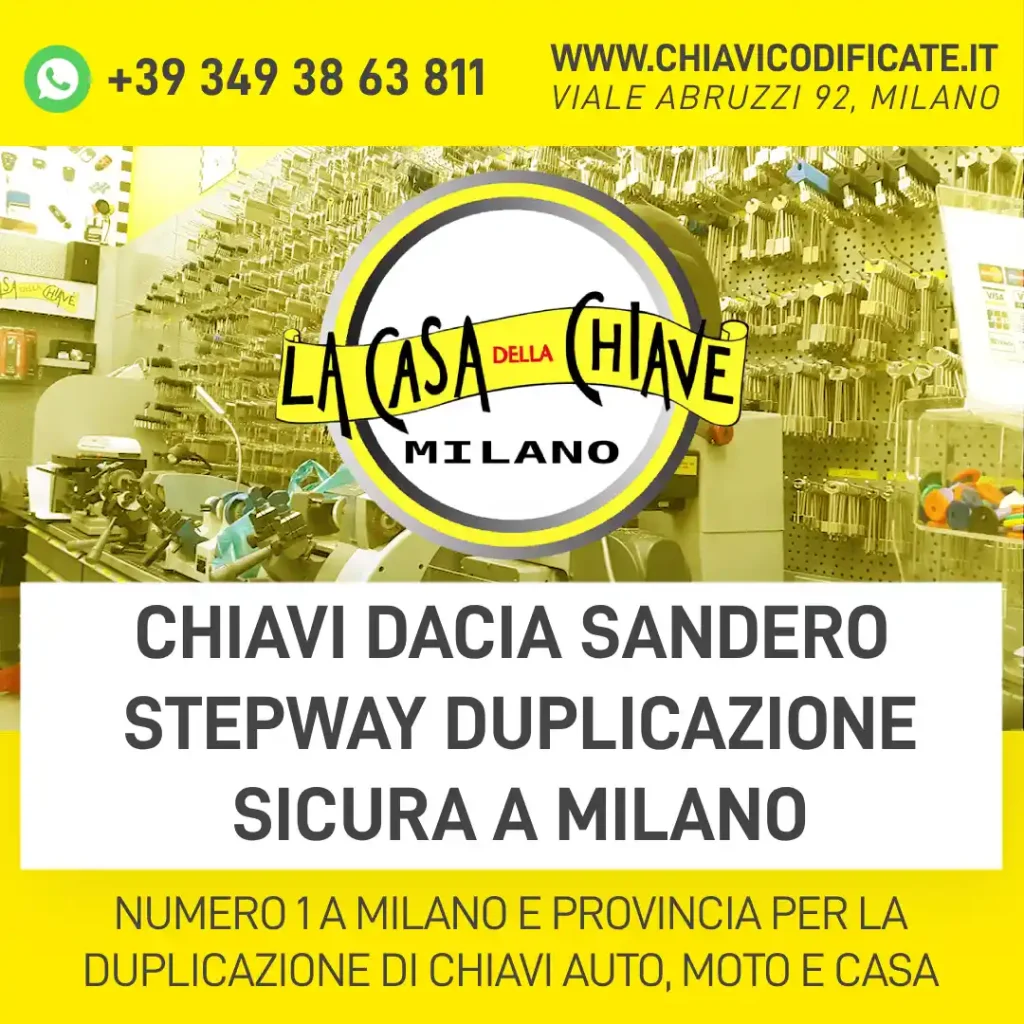 Chiavi Dacia Sandero Stepway duplicazione sicura a Milano
