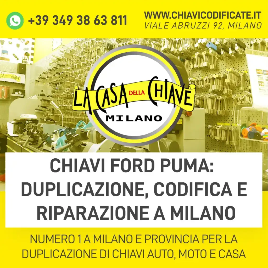 Chiavi Ford Puma: duplicazione, codifica e riparazione a Milano