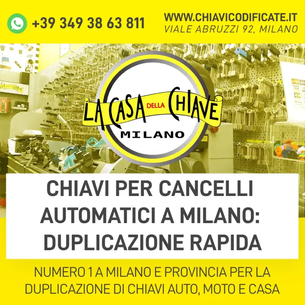 Chiavi per cancelli automatici a Milano: duplicazione rapida