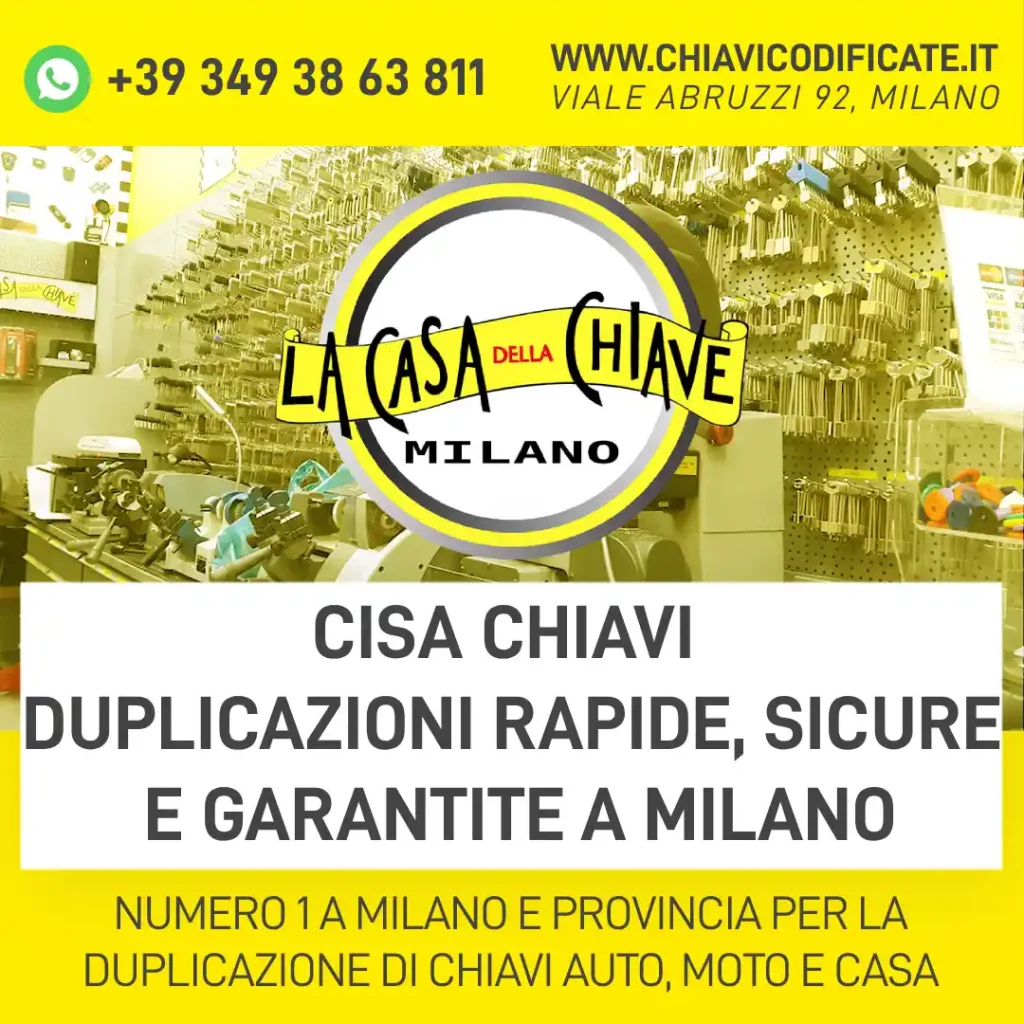 Cisa chiavi duplicazioni rapide, sicure e garantite a Milano