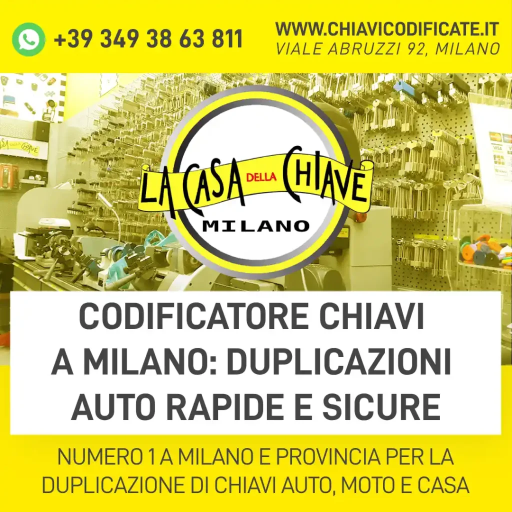 Codificatore chiavi a Milano: duplicazioni auto rapide e sicure