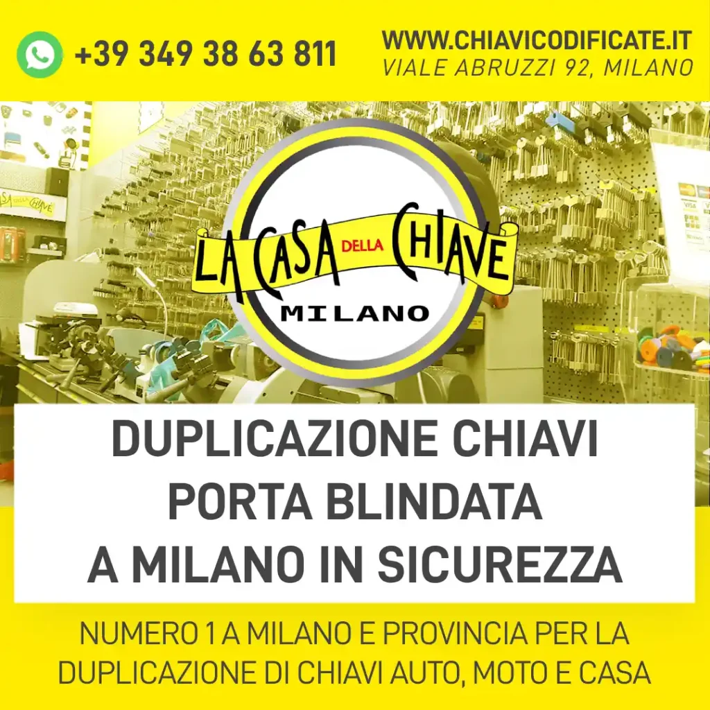 Duplicazione chiavi porta blindata a Milano in sicurezza