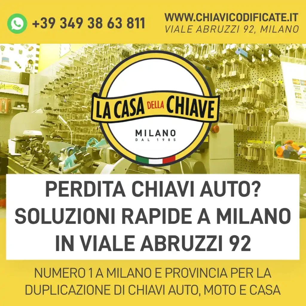 Perdita chiavi auto? Soluzioni rapide a Milano in Viale Abruzzi 92
