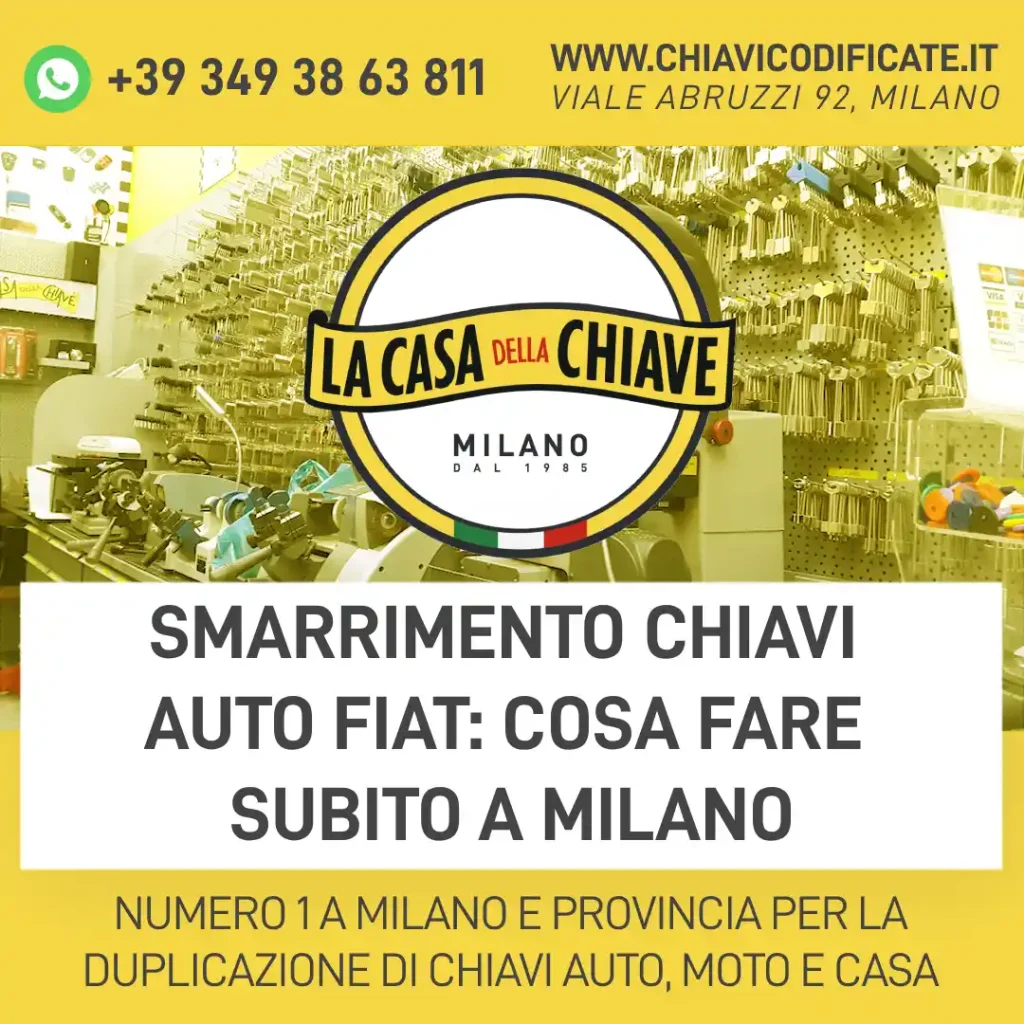 Smarrimento chiavi auto Fiat: cosa fare subito a Milano