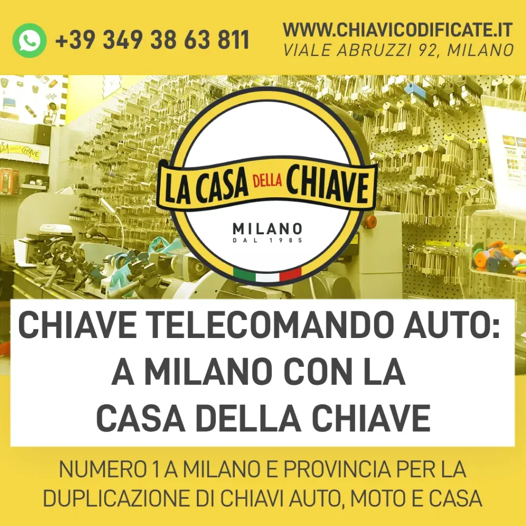 Chiave telecomando auto: a Milano con La Casa della Chiave