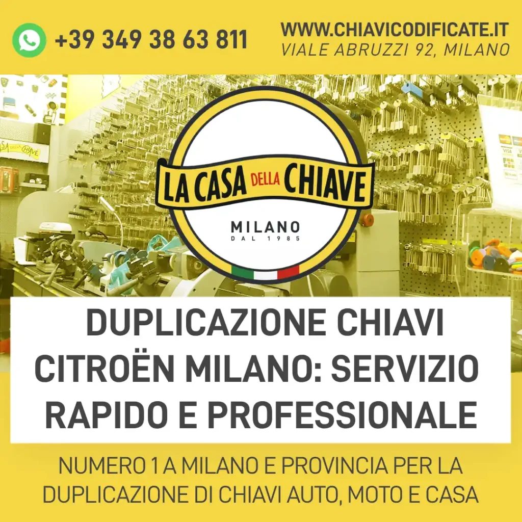 Duplicazione Chiavi Citroën Milano: servizio rapido e professionale
