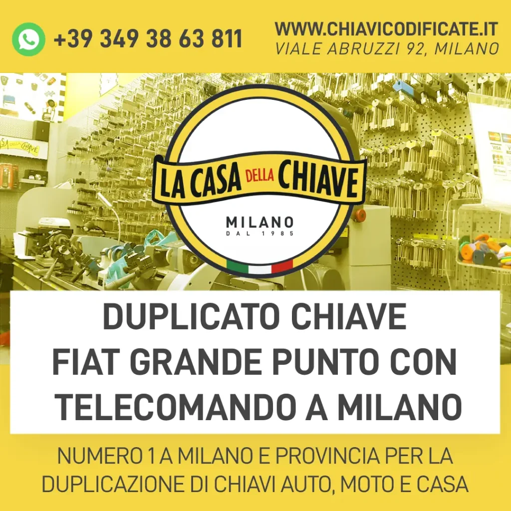 Duplicato chiave Fiat Grande Punto con telecomando a Milano