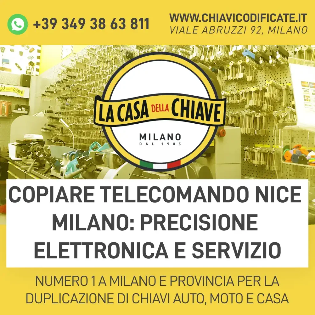 Copiare Telecomando Nice Milano: precisione elettronica e servizio