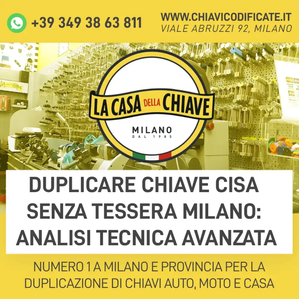 Duplicare Chiave CISA Senza Tessera Milano: analisi tecnica avanzata