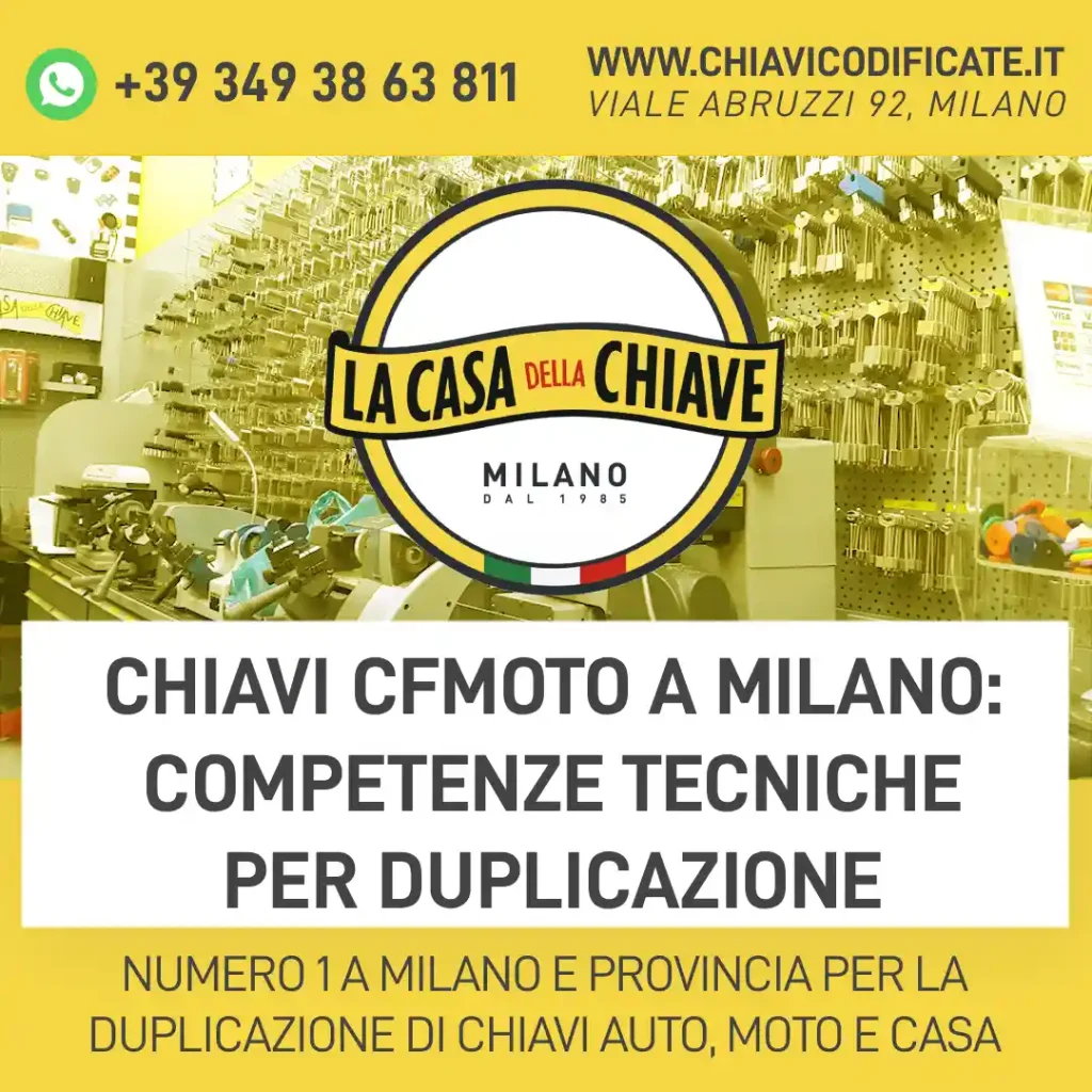 Chiavi CFMOTO a Milano: competenze tecniche per duplicazione