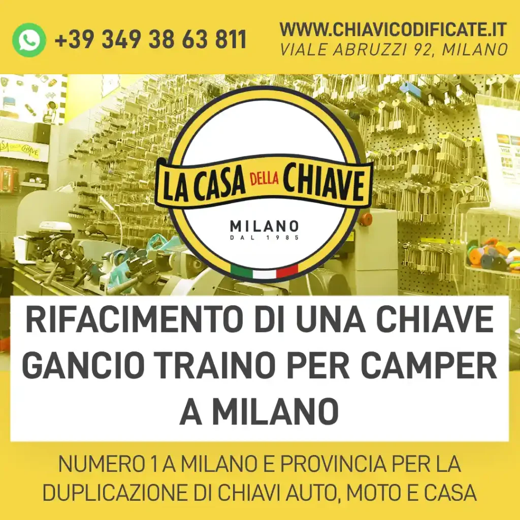 Rifacimento di una chiave gancio traino per camper a Milano