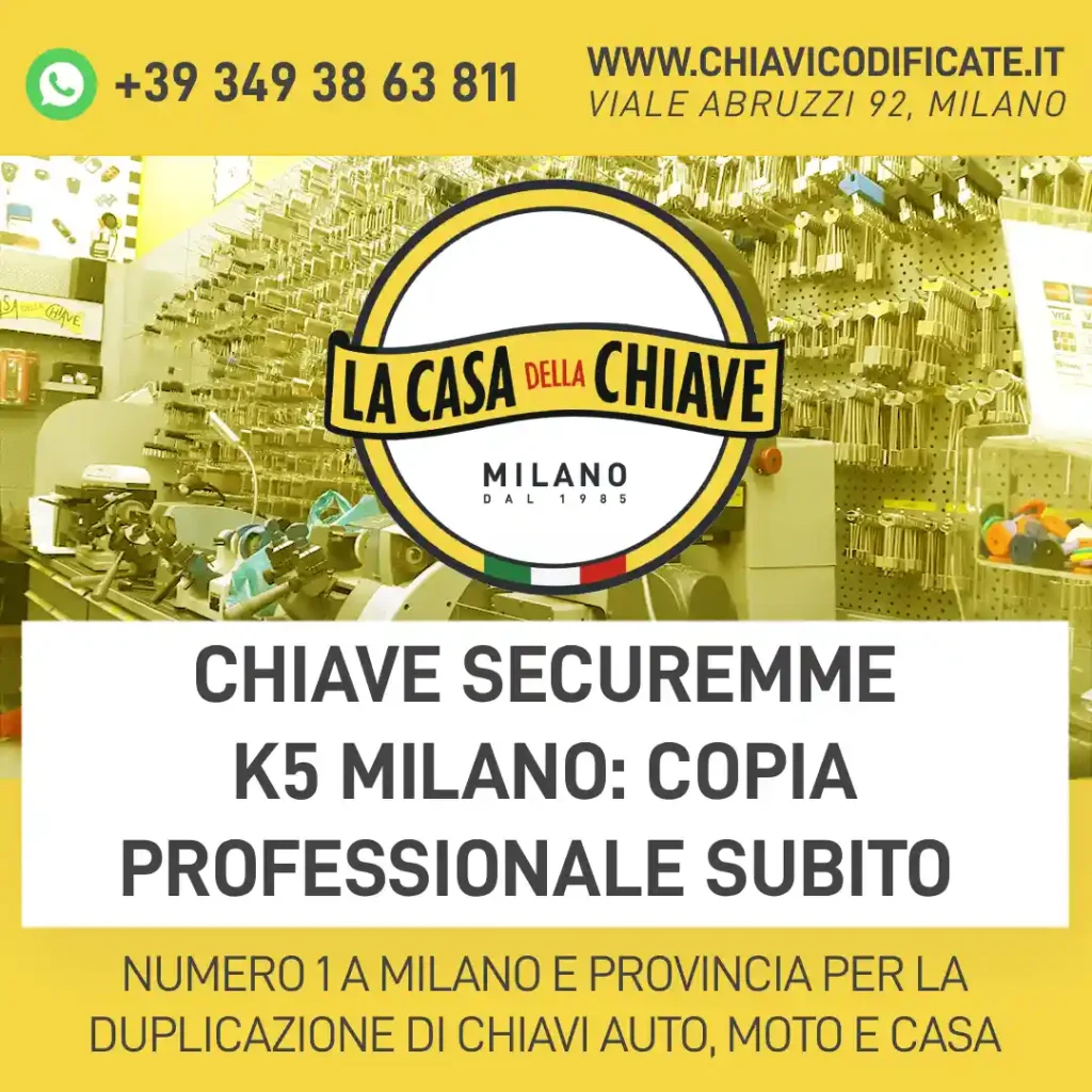 Chiave Securemme K5 Milano: Copia Professionale Subito
