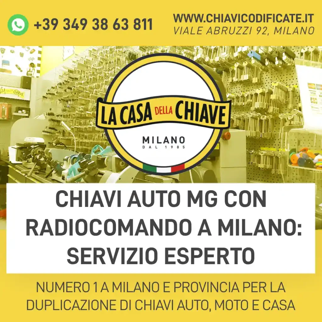 Chiavi auto MG con Radiocomando a Milano: Servizio Esperto