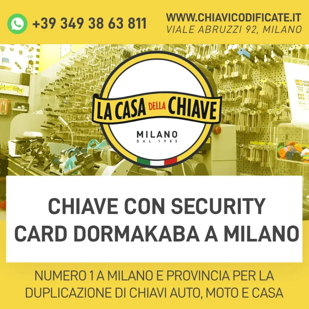 Chiave con security card Dormakaba a Milano