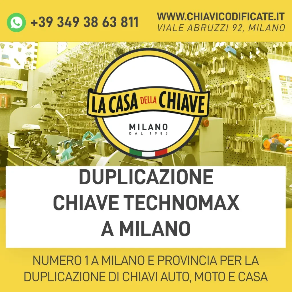 Duplicazione chiave Technomax a Milano
