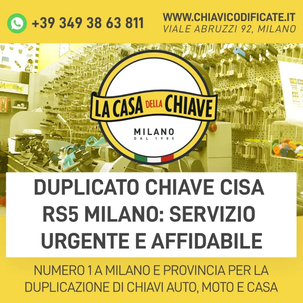 Duplicato Chiave CISA RS5 Milano: Servizio Urgente e Affidabile
