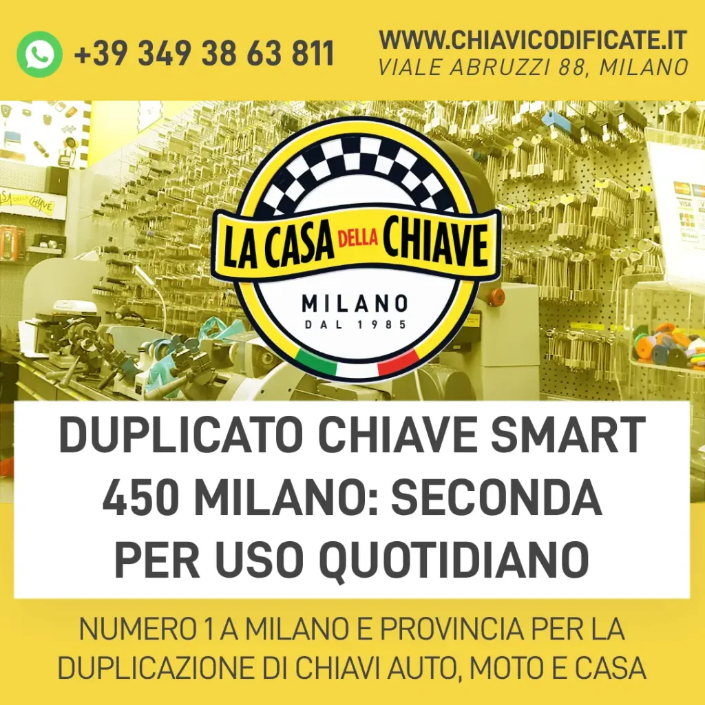 Duplicato chiave Smart 450 Milano: seconda per uso quotidiano