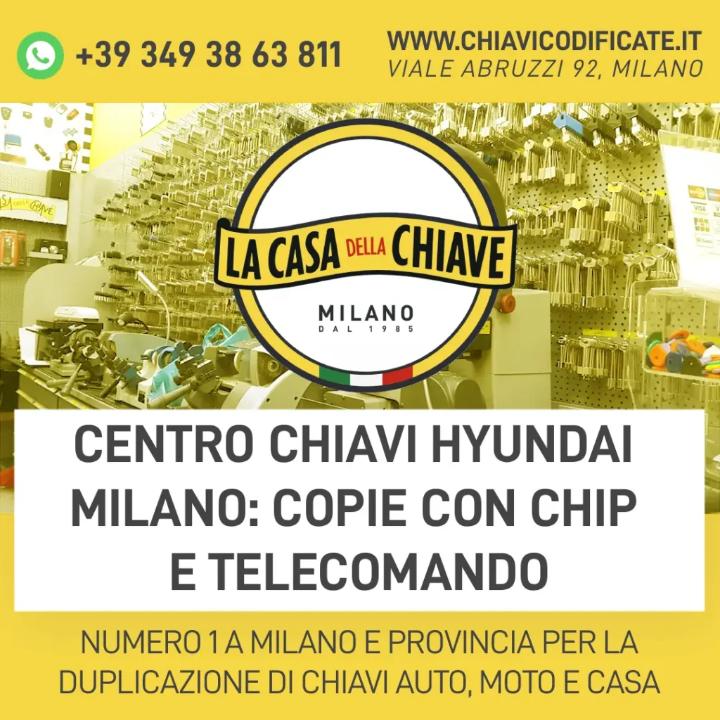 Centro Chiavi Hyundai Milano: Copie con Chip e Telecomando