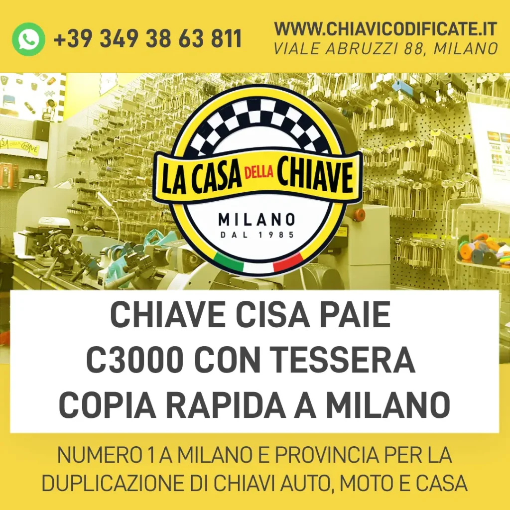 Chiave CISA PAIE C3000 con Tessera Copia Rapida a Milano