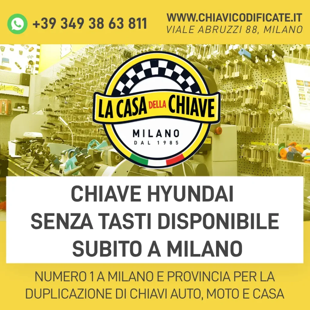Chiave Hyundai Senza Tasti Disponibile Subito a Milano