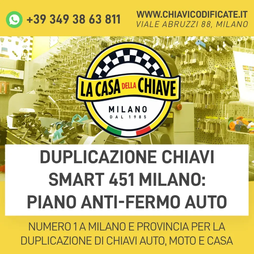 Duplicazione chiavi Smart 451 Milano: piano anti-fermo auto
