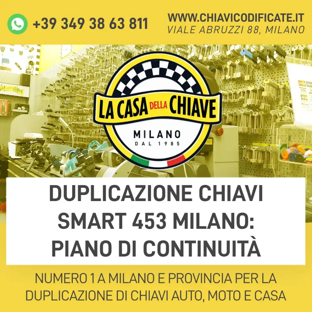 Duplicazione chiavi Smart 453 Milano: piano di continuità