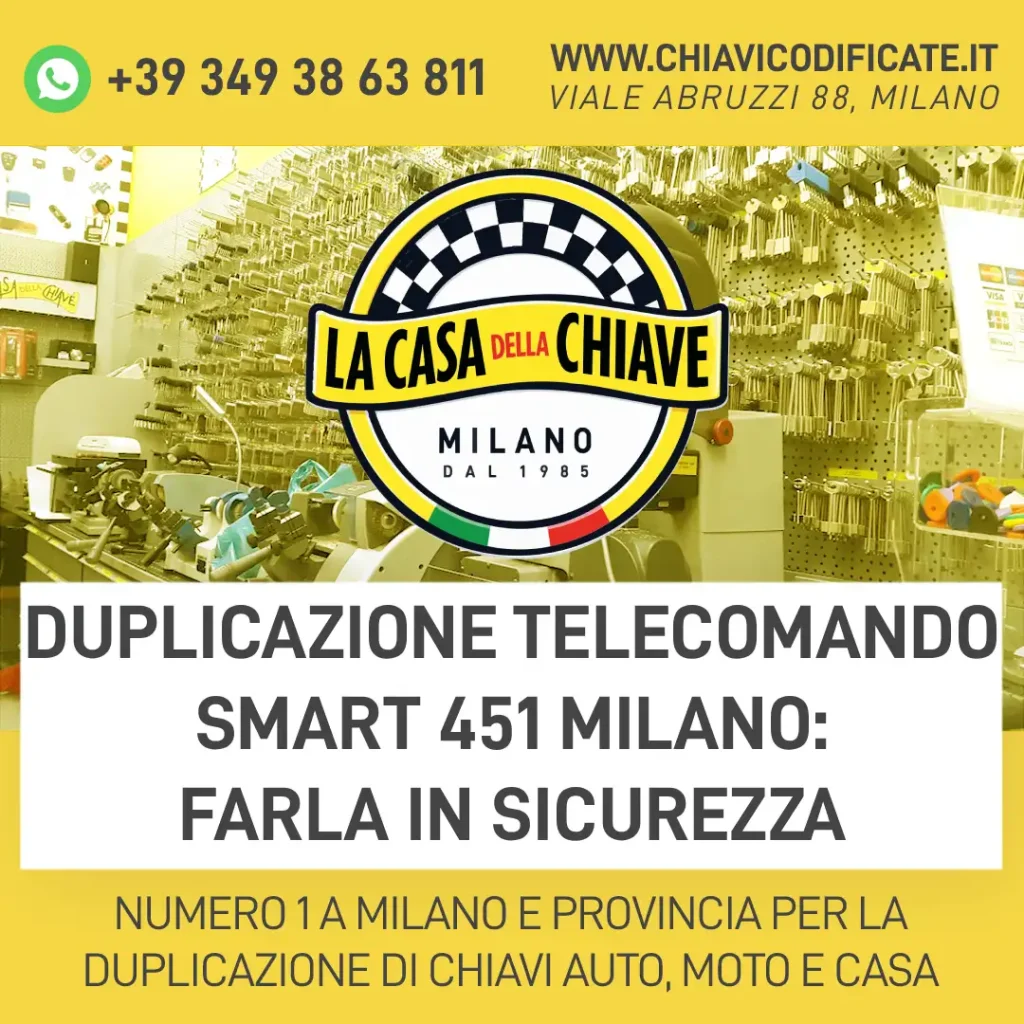 Duplicazione telecomando Smart 451 Milano: farla in sicurezza
