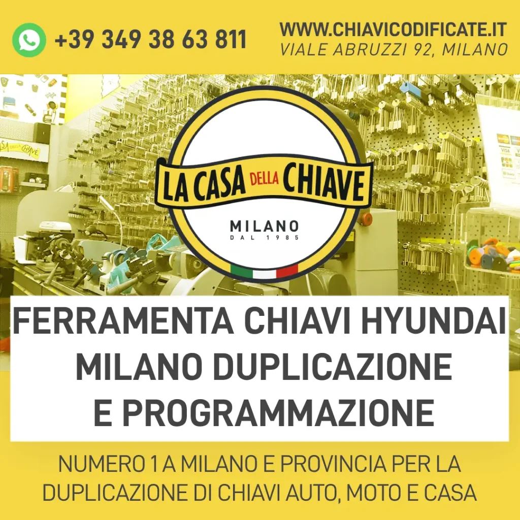 Ferramenta chiavi Hyundai Milano Duplicazione e Programmazione