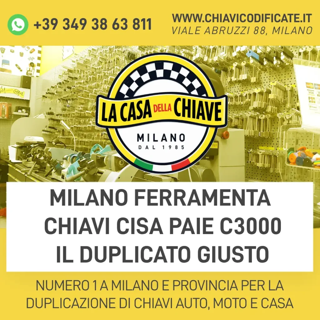 Milano Ferramenta Chiavi CISA PAIE C3000 Il Duplicato Giusto