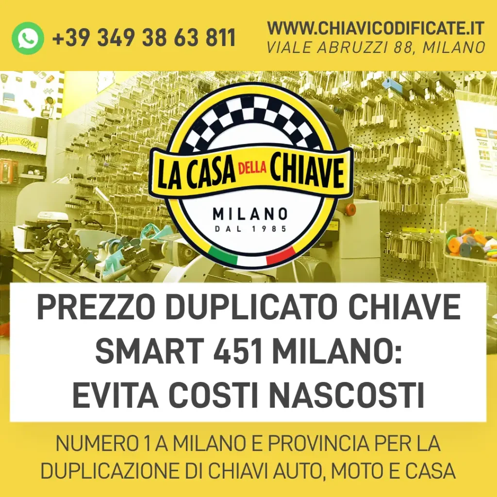Prezzo duplicato chiave Smart 451 Milano: evita costi nascosti