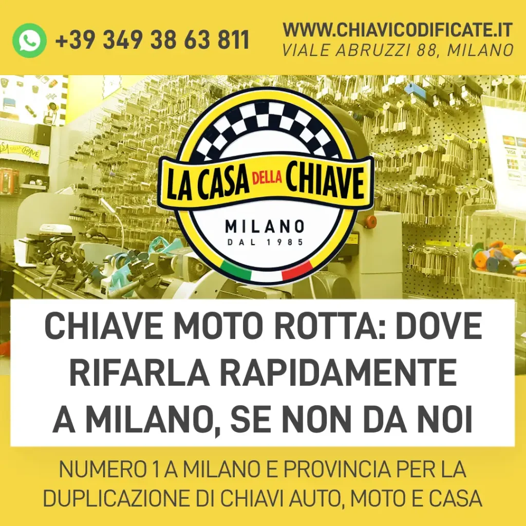 Chiave moto rotta: dove rifarla rapidamente a Milano, se non da noi