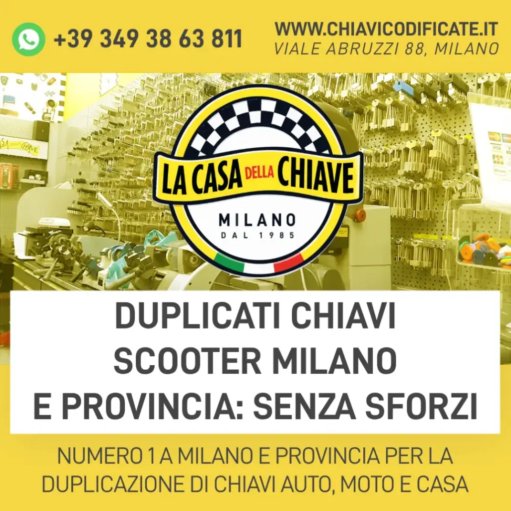Duplicati chiavi scooter Milano e provincia: senza sforzi