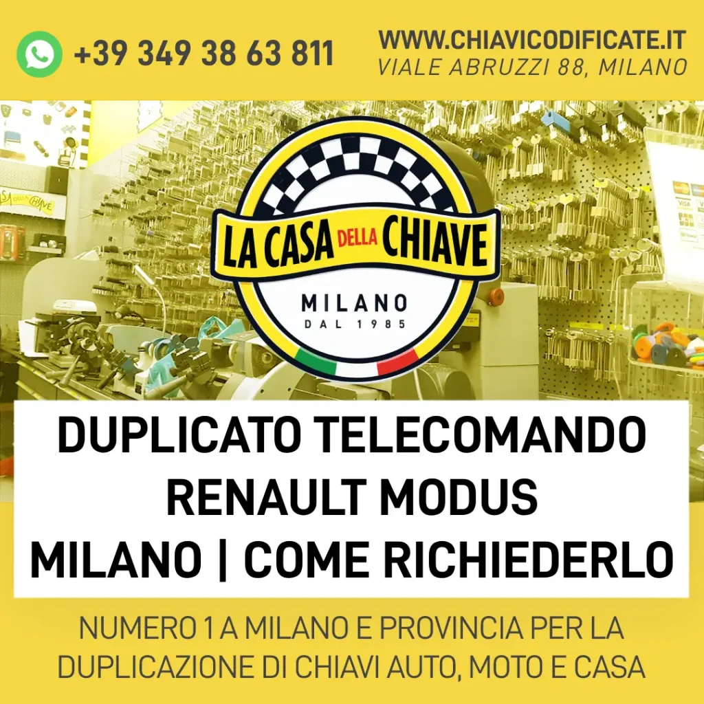 Duplicato telecomando Renault Modus Milano | Come richiederlo