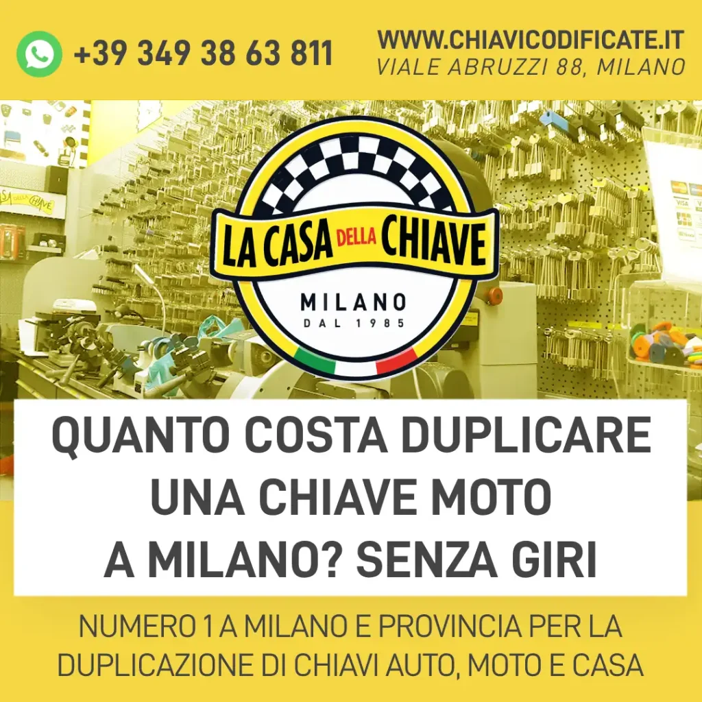 Quanto costa duplicare una chiave moto a Milano? Senza giri